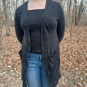 Old Navy Women's Charcoal Open-Front Cardigan XL, Knit Sweater Layering
